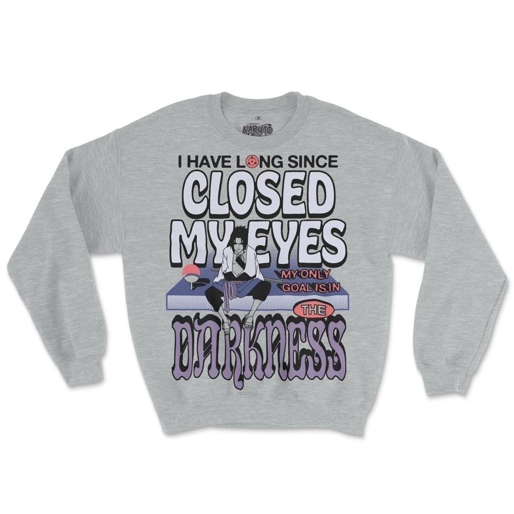 Naruto Sasuke “Darkness” Graphic Print Crewneck Pullover
